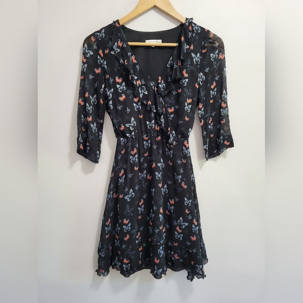 Patrizia Pepe V-Neck Ruffle Butterfly Dress Size 38 / XXS